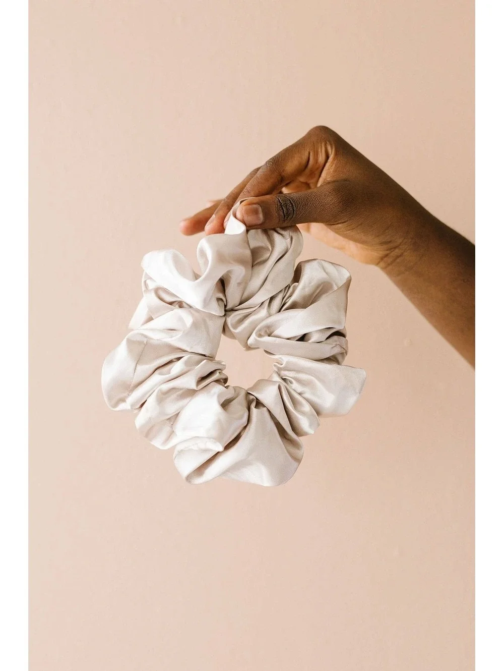 Andi Latte Satin Jumbo Hair Scrunchie